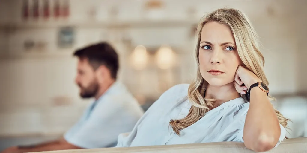 What Is The Reality Of Finances In Divorce Cases? Photo of unhappy woman after arguing with husband