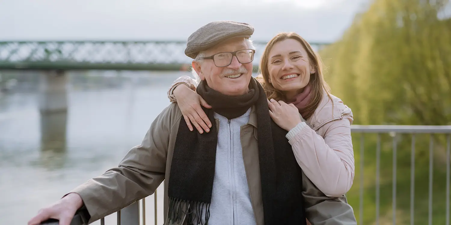 Elderly man with daughter enjoying a country walk. Understanding the grant of probate